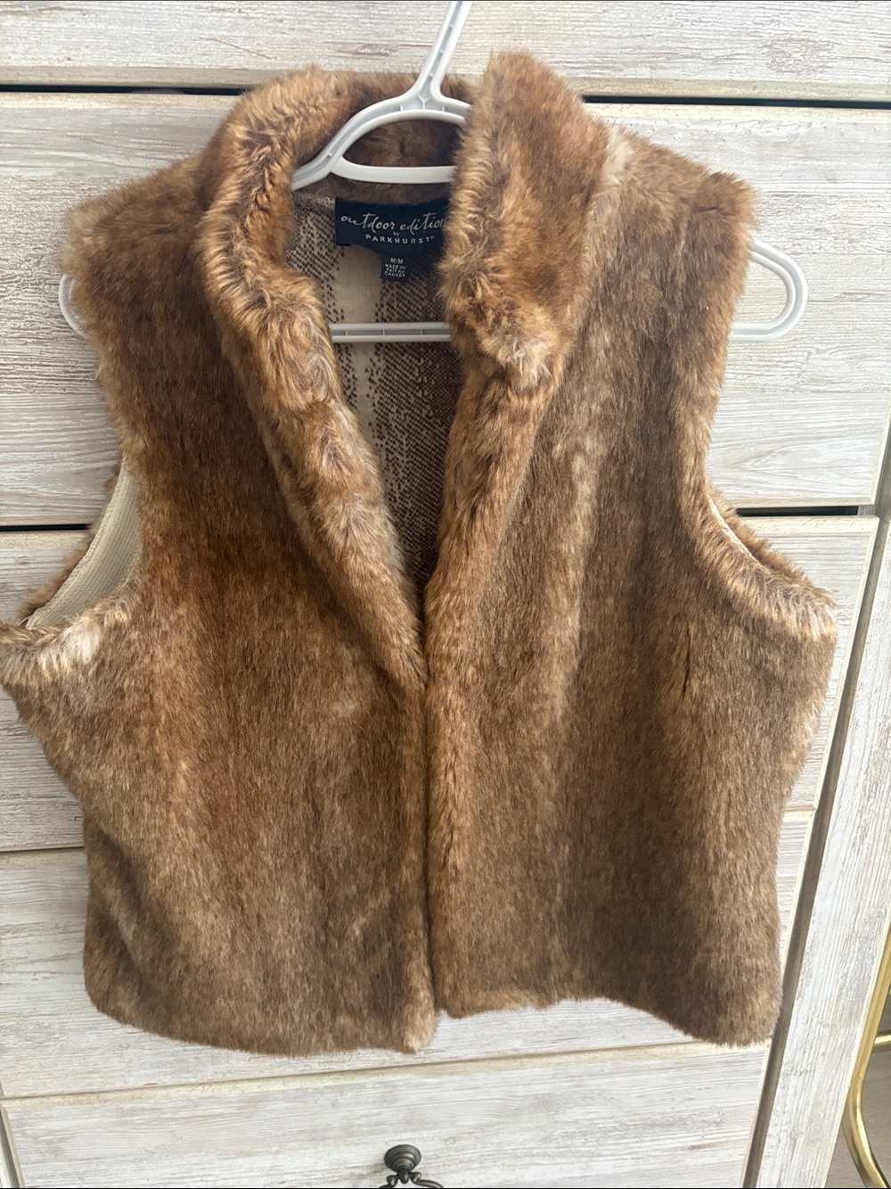 Women's Faux Fur Vest Outdoor edition by Parkhurst- Brown